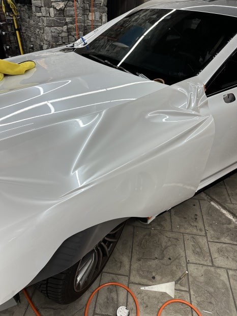 벤츠 AMG GT43 은색에서 고광택필름 화이트로 랩핑하기 용인랩핑 수원랩핑 크롬죽이기와 블랙PPF시공 / 경기 화성