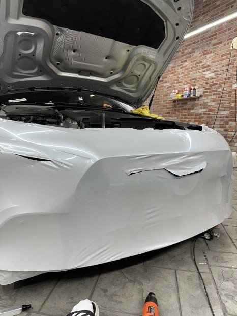 벤츠 AMG GT43 은색에서 고광택필름 화이트로 랩핑하기 용인랩핑 수원랩핑 크롬죽이기와 블랙PPF시공 / 경기 화성