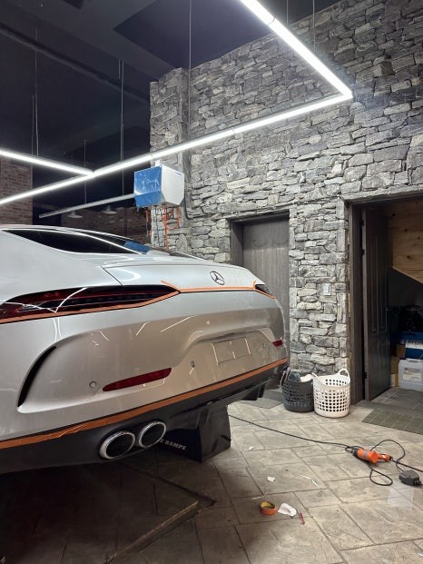 벤츠 AMG GT43 은색에서 고광택필름 화이트로 랩핑하기 용인랩핑 수원랩핑 크롬죽이기와 블랙PPF시공 / 경기 화성