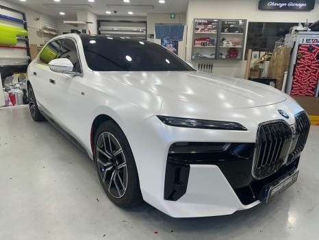 [송파 랩핑] BMW 740i 택랩 사틴 화이트 펄 전체랩핑 시공