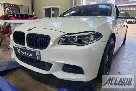 BMW F10 컨버전 5시리즈 520d  LED 헤드라이트 개조 차량  불량으로 KC인증 에프터 헤드라이트 교체