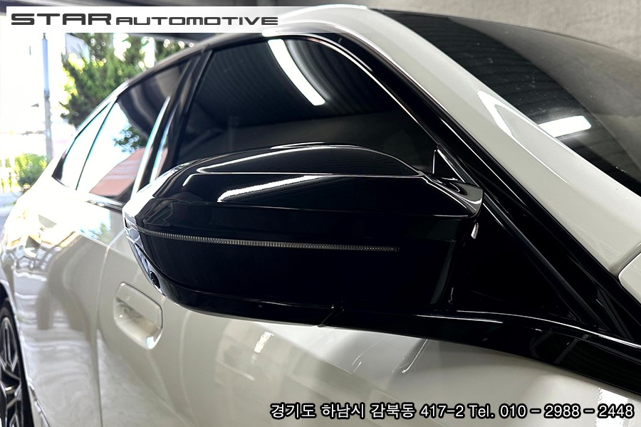 BMW G60 신형5시리즈 M룩 블랙유광 뿔미러 장착