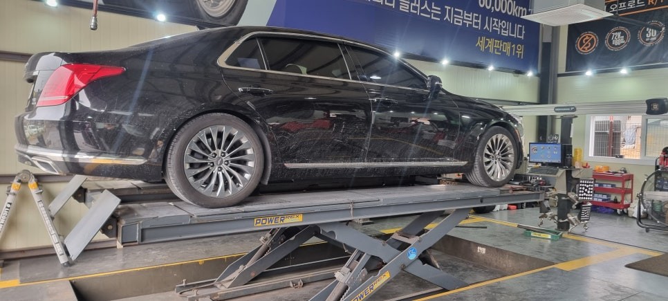[파주 더쎈타이어] 업스프링 제네시스 EQ900 빅풋스프링 후륜 처짐 개선 서스펜션 튜닝 작업 / 파주시 장곡리
