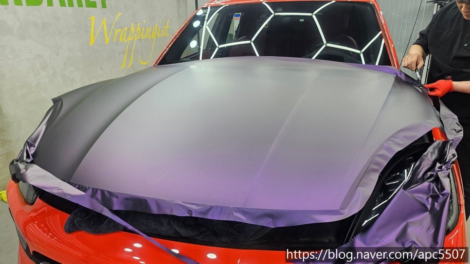 자동차전체랩핑 – 서울랩핑 전문점 포르쉐 카이엔 블랙 퍼플 카멜레온 랩핑시공 사례 / 용산구 문배동