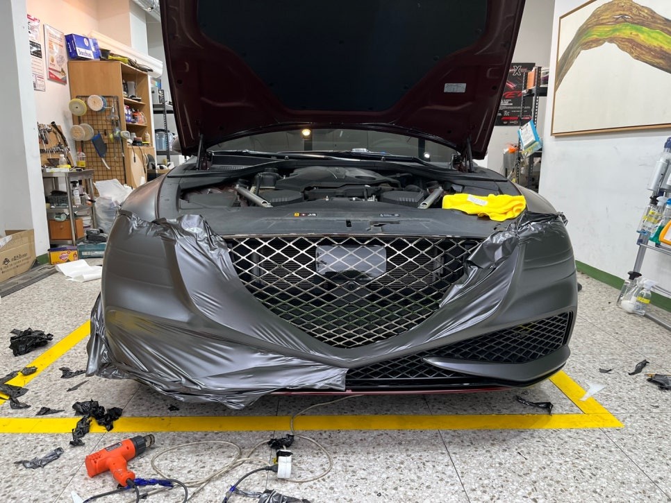 제네시스 G80 사틴다크그레이 랩핑 사고보험처리_남양주랩핑_서울랩핑 / 하남 풍산동