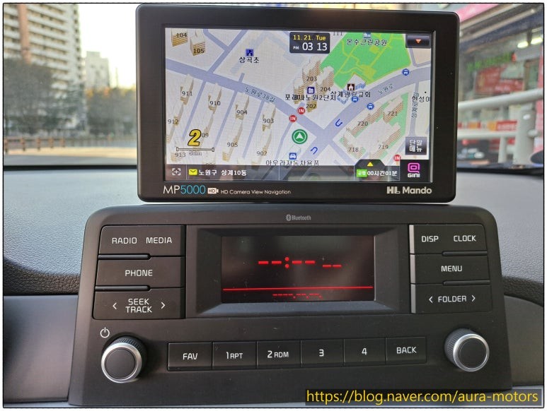 ★노원 19주년 아우라★ 기아 더뉴모닝 - 만도 내비게이션 MP5000HD, 국산후방카메라