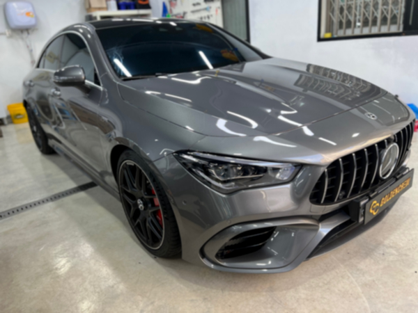 블랙&화이트 벤츠 CLA 45s amg 사틴 펄 화이트 전체랩핑 시공 / 서울 강서구