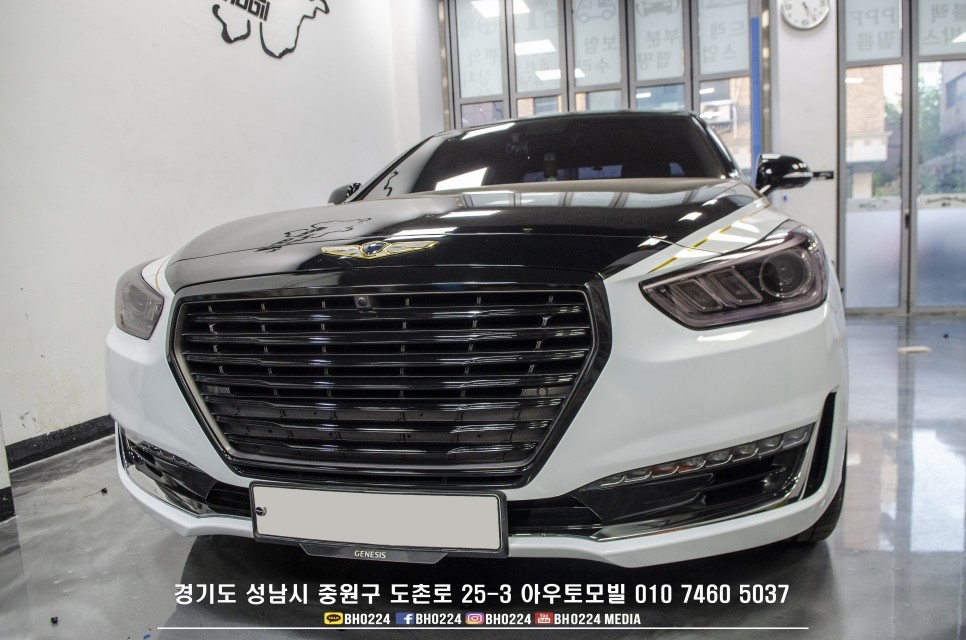 EQ900 튜닝 듀오톤 투톤랩핑 차량 테일램프 면발광분리작업과 그릴랩핑으로 성남으로 입고되었어요 / 성남,분당,판교
