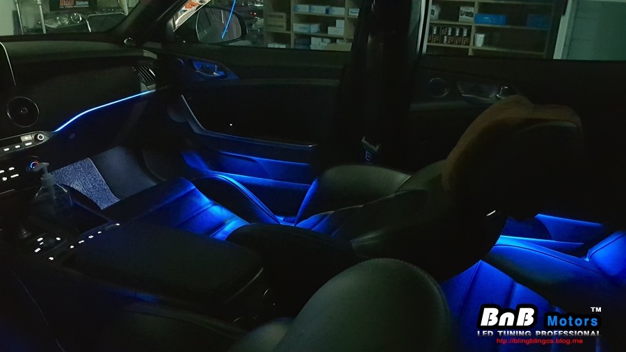 기아 스팅어 순정형 매립 엠비언트! 순정처럼 깔끔하며, 순정보다 더 밝은 엠비언트 튜닝! 경남 거제 부산 창원 비앤비모터스! / 거제 연초면
