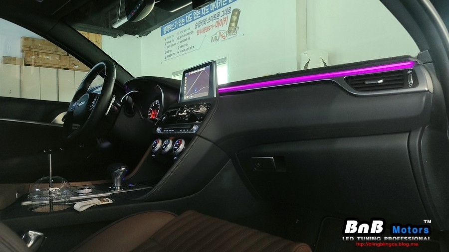 제네시스 G70 대시보드 비노출 엠비언트 튜닝! 눈부심없는 간접조명으로 야간운전이 즐거워집니다~ 경남 거제 창원 부산 진주 김해 비앤비모터스! / 거제 연초면