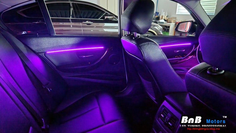 BMW 320d 매립형 DMX 엠비언트 라이트 튜닝! 실내 분위기를 바꿔주는 최고의 튜닝 아이템! 야간 드라이빙이 즐거워집니다! 거제 부산 창원 비앤비모터스! / 거제 연초면