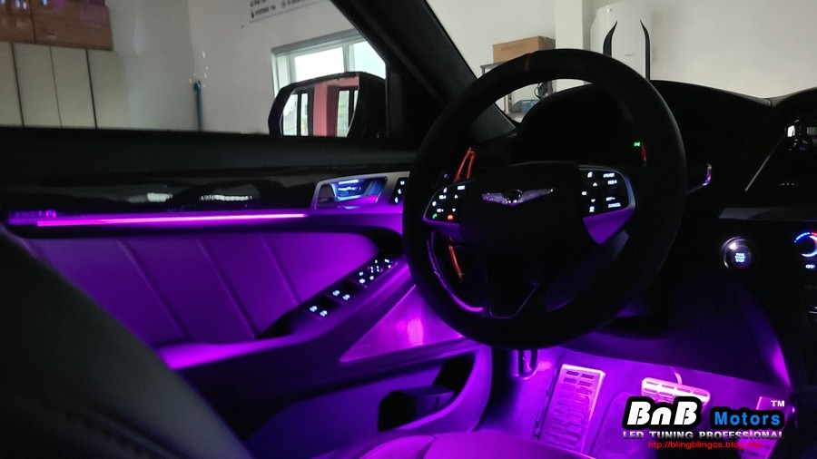 제네시스 G80 스포츠 실내 인테리어를 고급스럽게~!! 매립형 엠비언트로 업그레이드하세요!! 경남 거제 창원 부산 엠비언트튜닝 비앤비모터스 / 거제 연초면