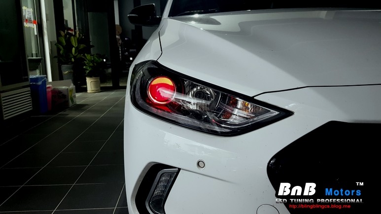 매력적인 시선 아반떼 AD 차량 데빌 아이 튜닝[거제 통영 LED 튜닝 비앤비 모터스] / 거제 연초면