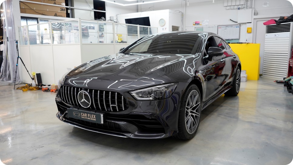 벤츠 gt43 amg 그라파이트에서 블랙메탈릭으로 전체랩핑 / 서울 강서구