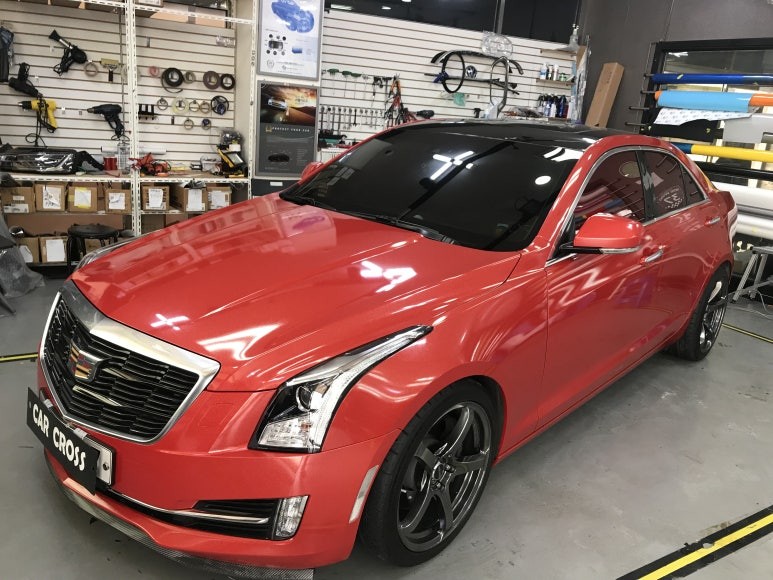 캐딜락 ATS 전체랩핑 다이아몬드 레드로 한층 고급지게! / 경기 광명