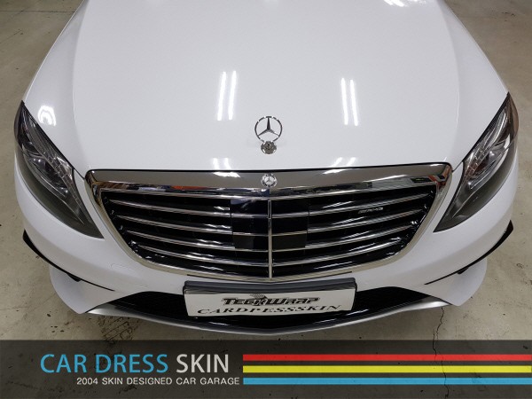 W222 벤츠 S63AMG 화이트유광 인천카스킨◀ 전체랩핑 / 인천 서구