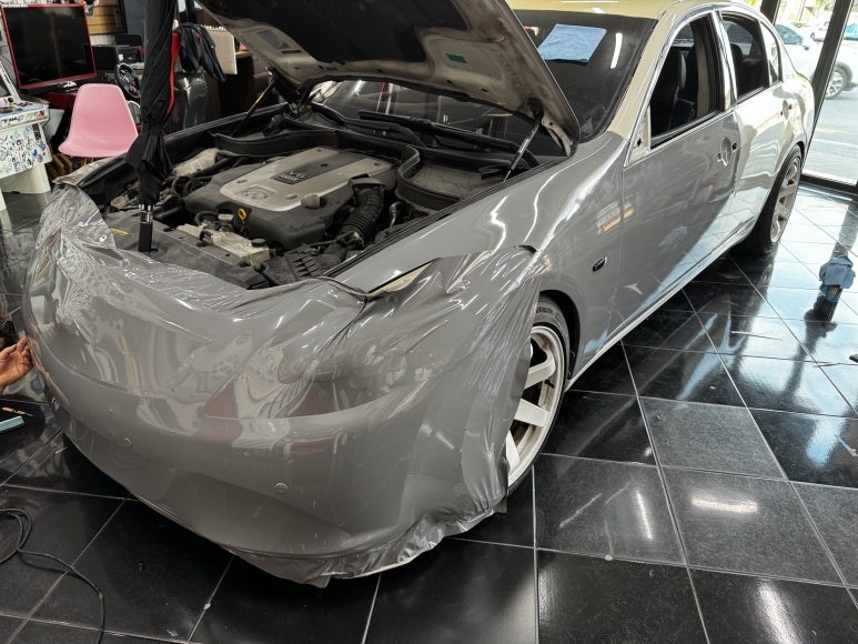 인피니티 G37S 뿌리는 랩핑 제거&전체 랩핑 재시공 [3M 애쉬 그레이] 대전 카드레스스킨 / 대전 중구