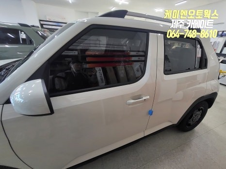 캐스퍼 신차 레이노 R1 썬팅, 현대모비스 S500PLUS 블랙박스, SR100 헤드업디스플레이HUD 설치 작업 / 티벡스 전용 상품 튜닝 / 제주시 오라삼동
