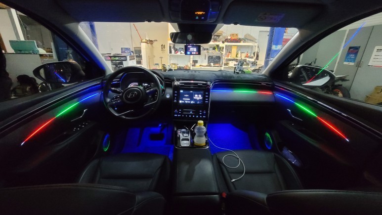 [구미디지나인커스텀] 현대 투싼 DMX비노출엠비언트 , DMX무빙스피커 작업 / 구미, 대구