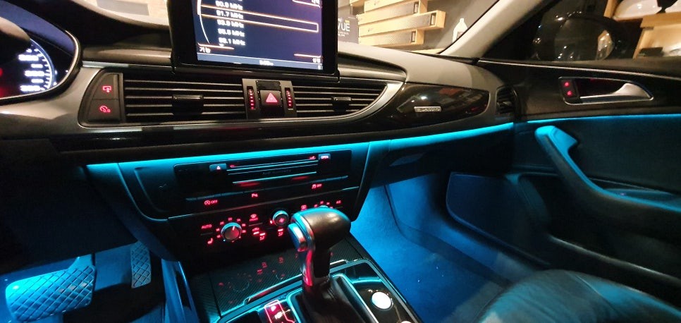 창원 아우디A6 세라믹카본 실내 랩핑과 DMX 비노출엠비언트로 드레스업튜닝의 시작~