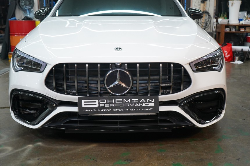 cla45amg 루프스킨 사이드미러커버+스포일러+앞범퍼포인트 랩핑