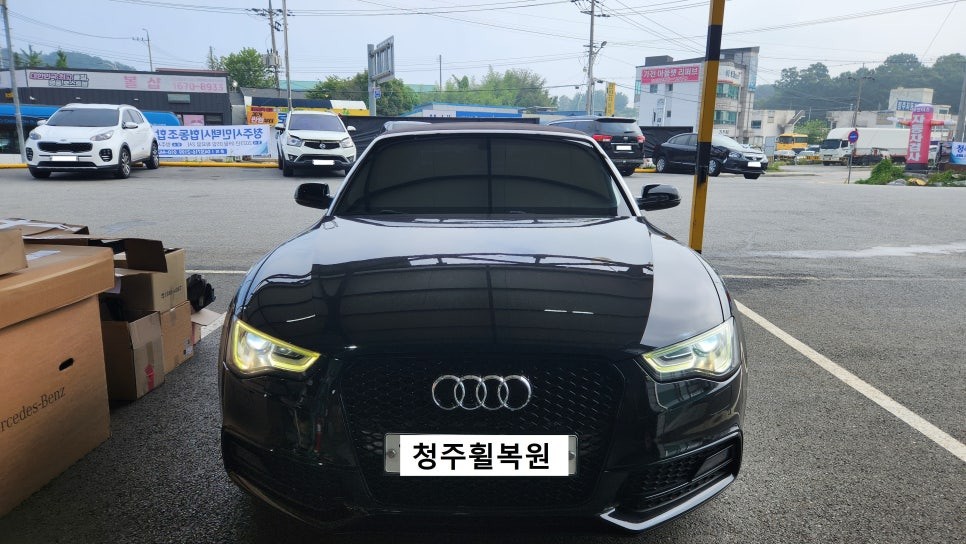 아우디 카브리올레 18인치 4개 실버색상에서 블랙유광 색상변경