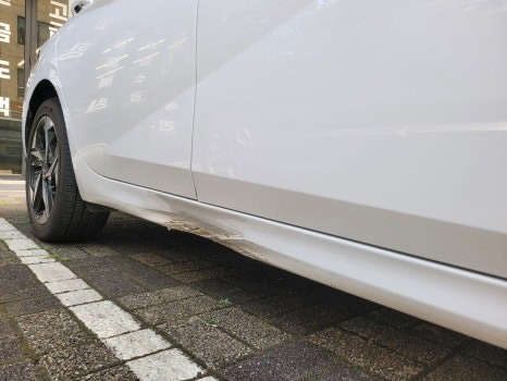 광명 외형복원 아반떼CN7 찌그러진 사이드실 판금도색으로 완벽복원 / 광명시 일직동