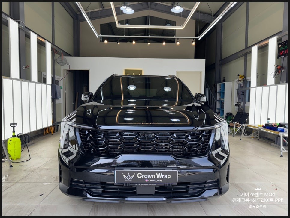 부산 사상 랩핑 PPF 전문 기아 쏘렌토 MQ4 페이스 리프트 전체 크롬 죽이기 및 헤드라이트 PPF 작업 / 부산 사상구