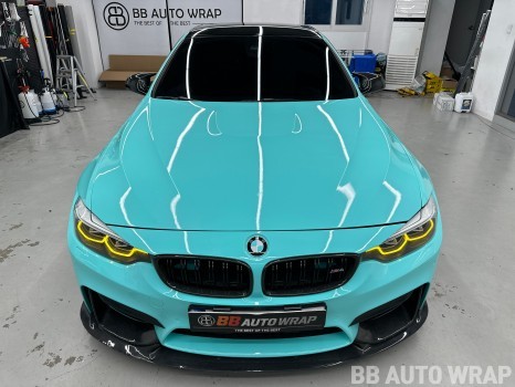 BMW F82 M4 컨버터블 전체랩핑 AX 티파니 블루 민트색 래핑 시공 / 화성,수원,오산