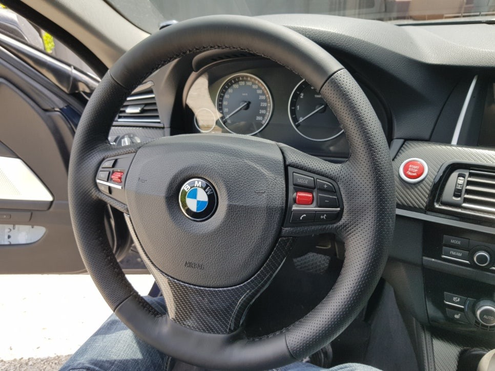 bmw5시리즈 핸들가죽교체작업, 가죽핸들복원, 두께보강, 핸들샵 / 용인 기흥구
