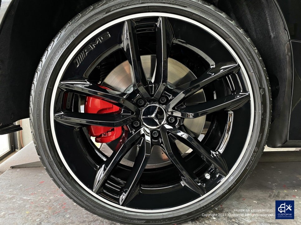 벤츠 CLS53 AMG 투톤 유광 휠도색 + 레드 캘리퍼 도색