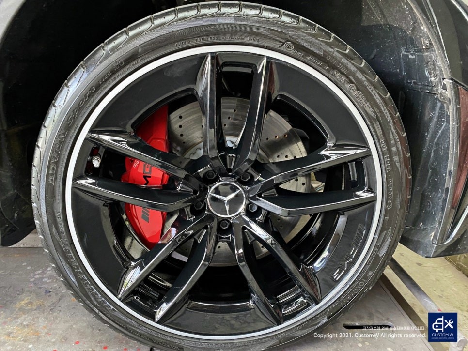 벤츠 CLS53 AMG 투톤 유광 휠도색 + 레드 캘리퍼 도색