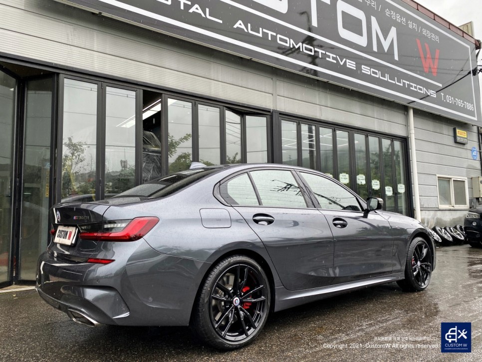 BMW G20 M340i 블랙유광 휠도색 + 레드 캘리퍼 도색