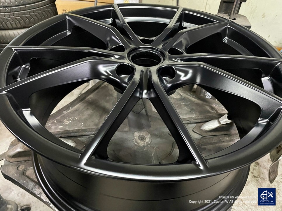 포르쉐 718 박스터 GTS 휠수리 후 매트 블랙(JET BLACK) 휠도색 / 용인 처인구