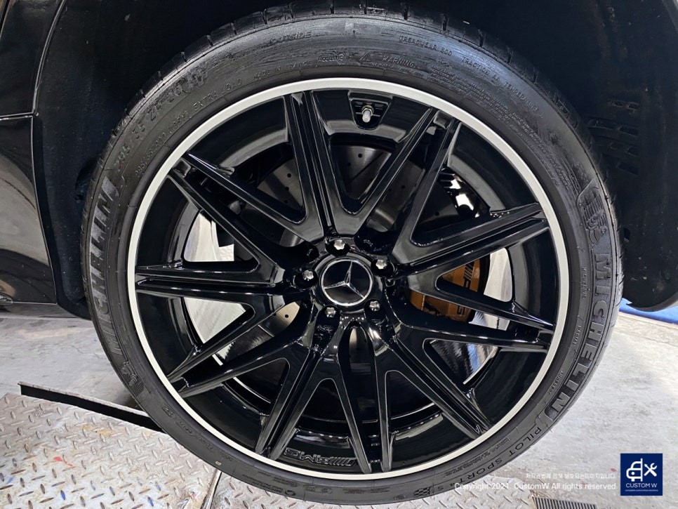 벤츠 GT43 AMG 휠수리 후 블랙 실버 투톤 유광 휠도색 / 용인 처인구