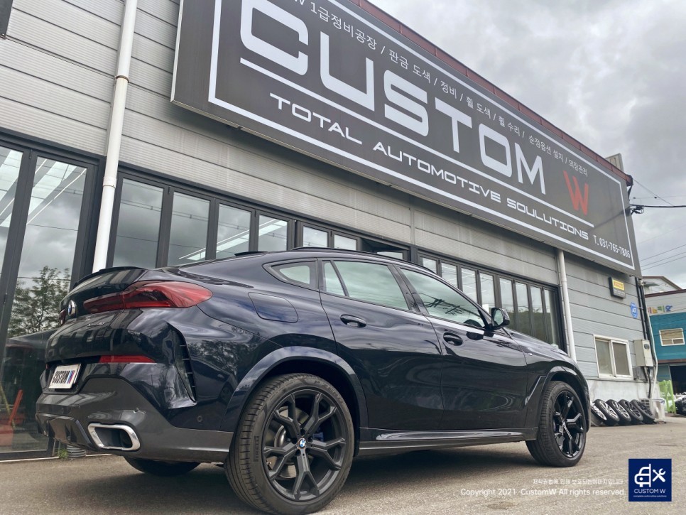 BMW X6 휠수리 후 블랙유광 휠도색