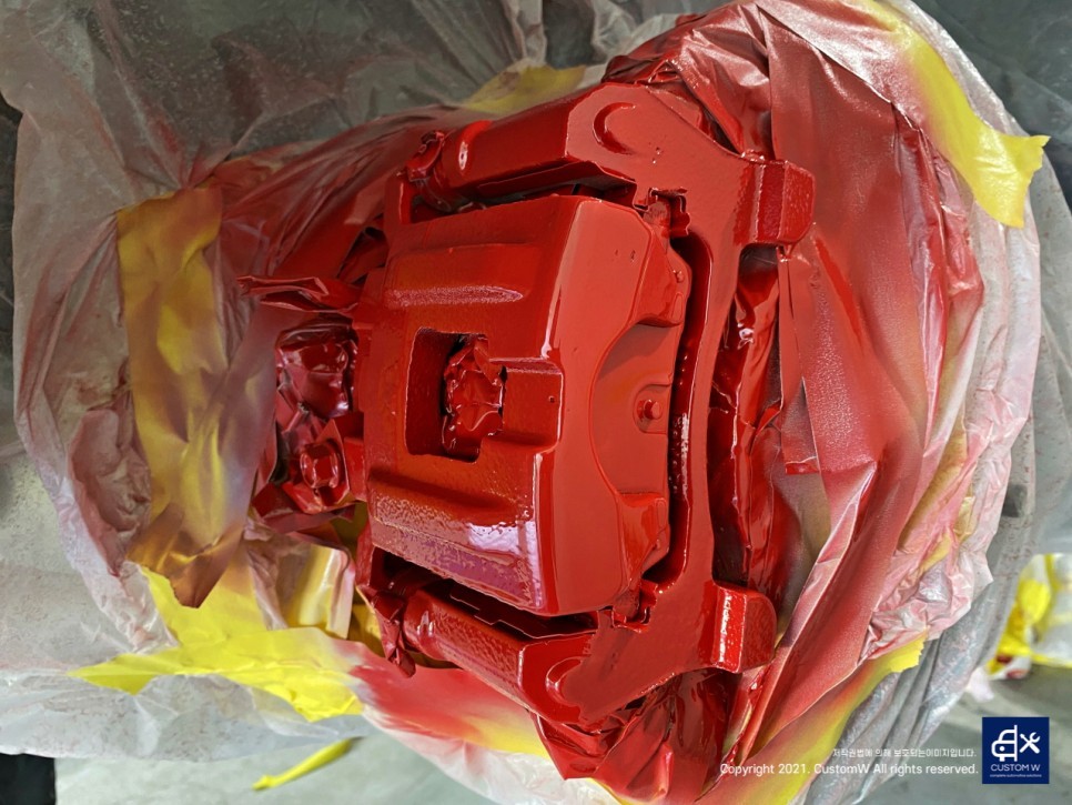 포드 머스탱 2.3 휠수리 후 매트 블랙 휠도색 & 레드 캘리퍼 도색 / 용인 처인구