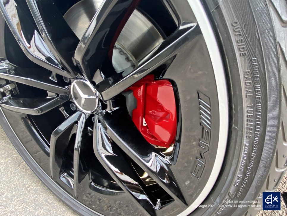 벤츠 CLS53 AMG 블랙실버 투톤 유광 휠도색 & 레드 캘리퍼 도색