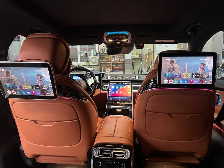벤츠 S580 (W223) - 2열 후석모니터 안드로이드 크롬캐스트 매립 시공 / 대전 서구 탄방동