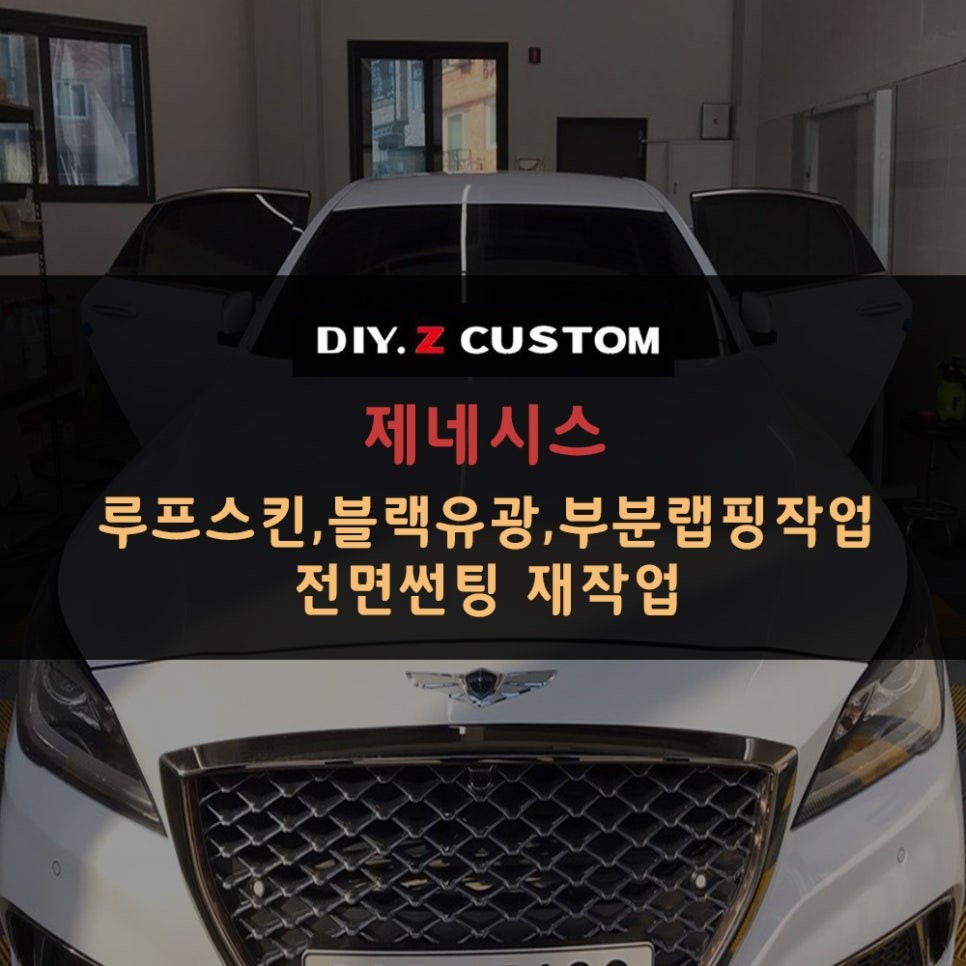 [파주 / 일산 튜닝] 다이즈 커스텀, 제네시스 천장 루프스킨, 사이드미러 부분랩핑 시공완료! / 경기 파주