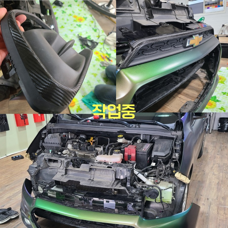 일산 파주 운정 넥스트 스파크 크롬죽이기 무광카본 시공 작업 후기 / 경기 파주