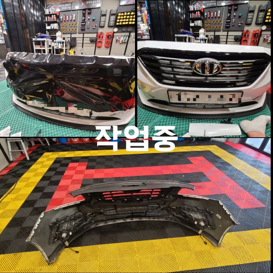 LF쏘나타 브렌톤 엠블럼 교체  그릴 블랙유광 래핑 사이드미러 블랙 유광으로 교체 안개등 LED로 교체 시공후기 / 경기 파주