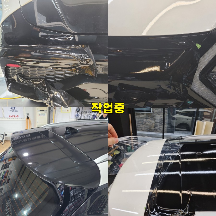 파주 운정 스포티지 NQ5 신차패키지  크롬죽이기 사이드밀러 손잡아랩핑 루프스킨 유광블랙 시공 작업 후기 / 경기 파주