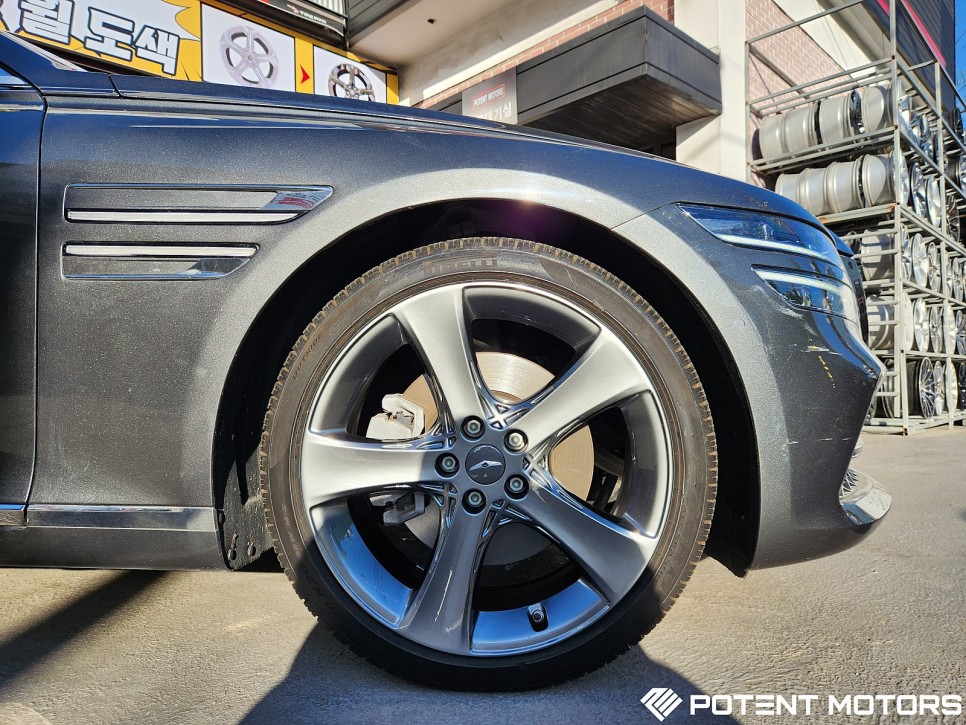 제네시스 G80 휠 순정 20인치 휠복원 & 건메탈 커스텀 장착 / 인천 서구,부평,부천