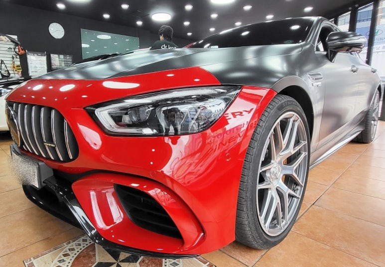 광주랩핑제거 벤츠 amg gt 사고 후 전체랩핑 제거시공 / 광주 북구 중흥동