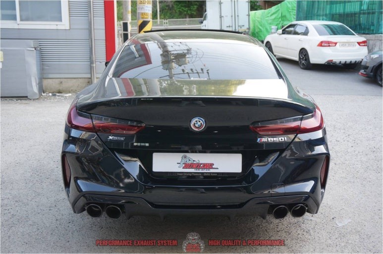 BMW M850I 그란쿠페 배기음 증폭 브릴란테 가변배기 추가 사운드UP!! M8 리어범퍼 듀얼 머플러팁