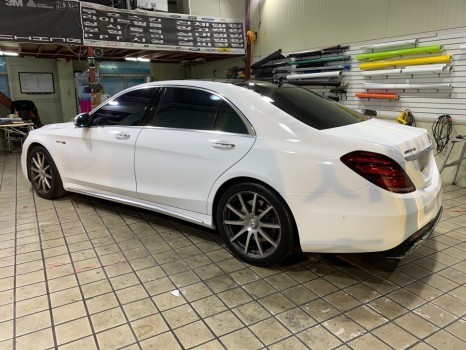 인천 벤츠랩핑_벤츠 S63AMG , 3M 화이트유광 전체랩핑 시공후기 / 인천 서구, 부평, 부천