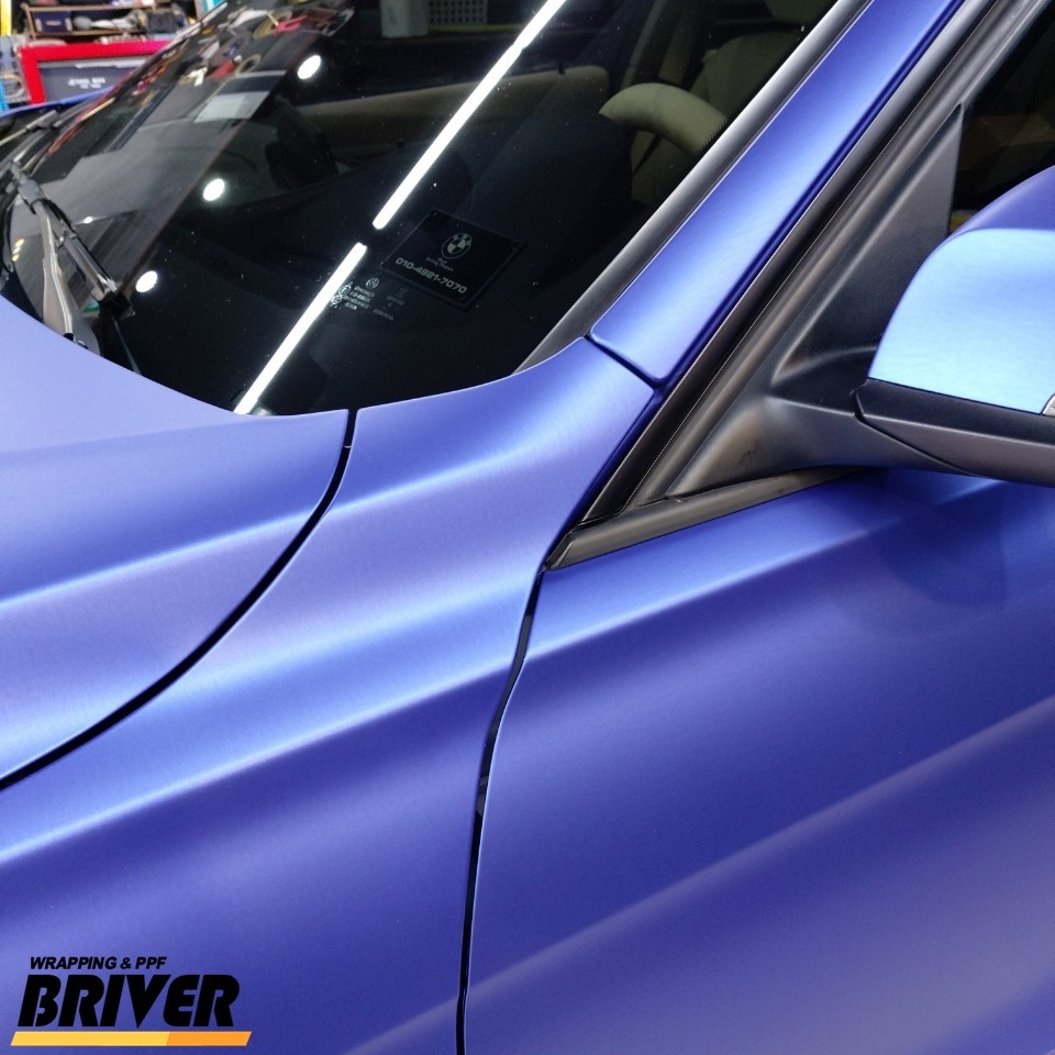 BMW320D전체랩핑 매트메탈릭블루 필름으로 무광랩핑하기