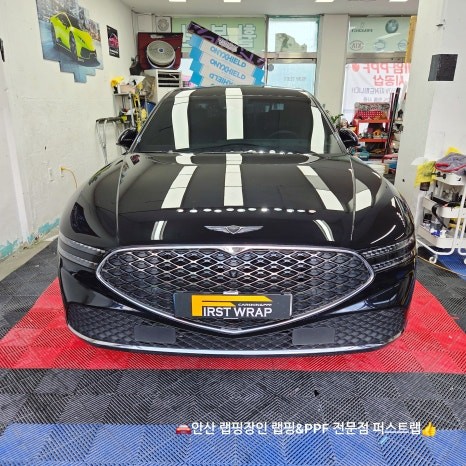 [안산랩핑] 제네시스 G90 듀오톤 랩핑 시공 – 오토벨벳 블랙과 하이그로시 화이트 유광의 고급 조화 / 안산 단원 초지동