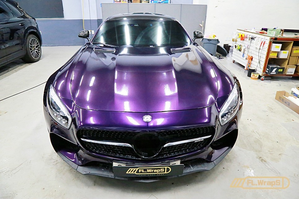 AMG GT 에디션1 사고수리 랩핑 재시공 / 에어버리 고광택 퍼플 - 플랩스(FL.WrapS)/ 하남랩핑, 미사, 남양주 랩핑, 사고수리대차